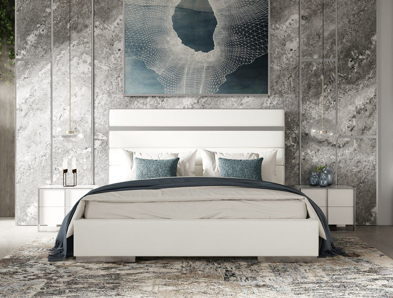 Modrest Cartier - Modern White + Stainless Steel Nightstand