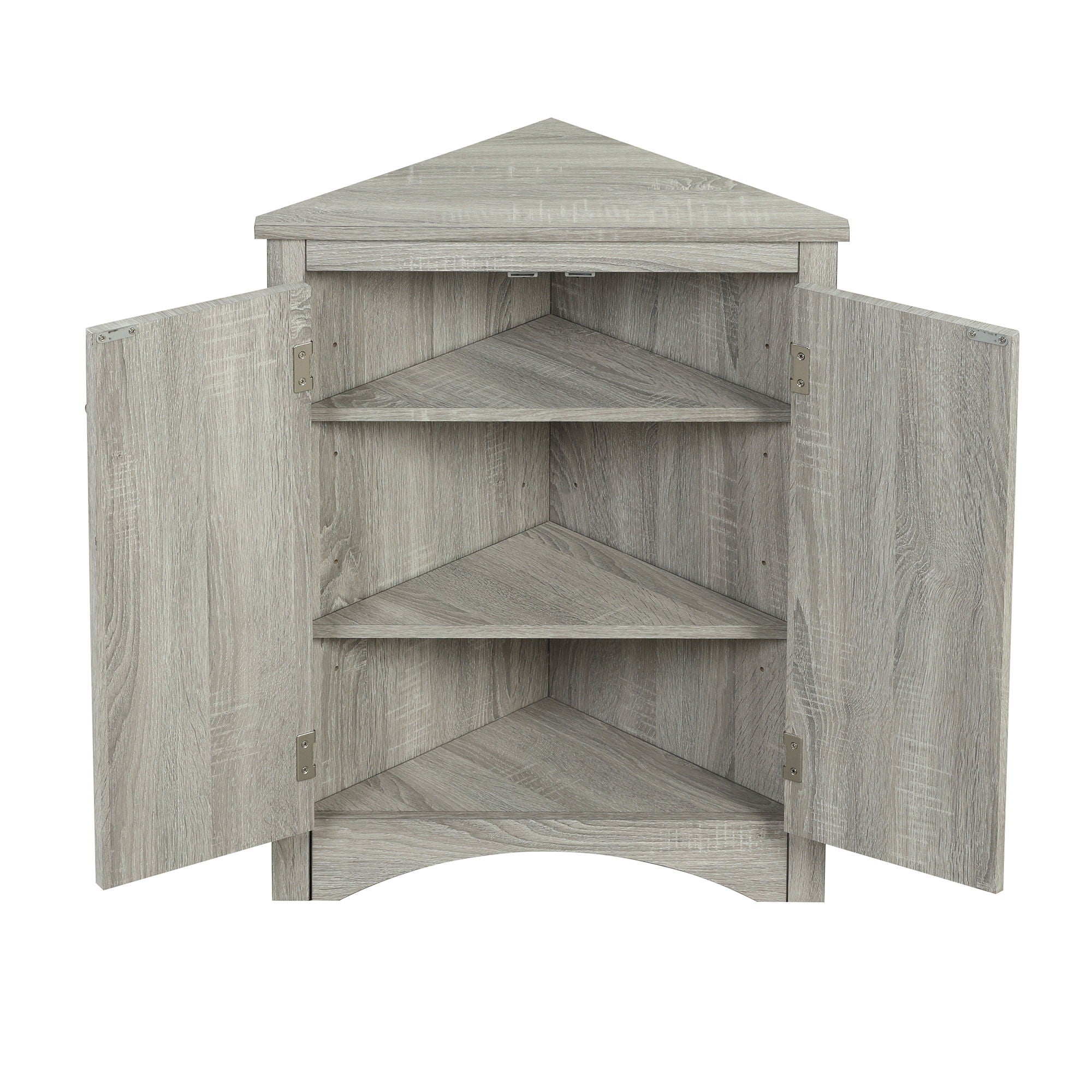 Triangle Bathroom Storage Cabinet With Adjustable Shelves, Freestanding Floor Cabinet - Oak