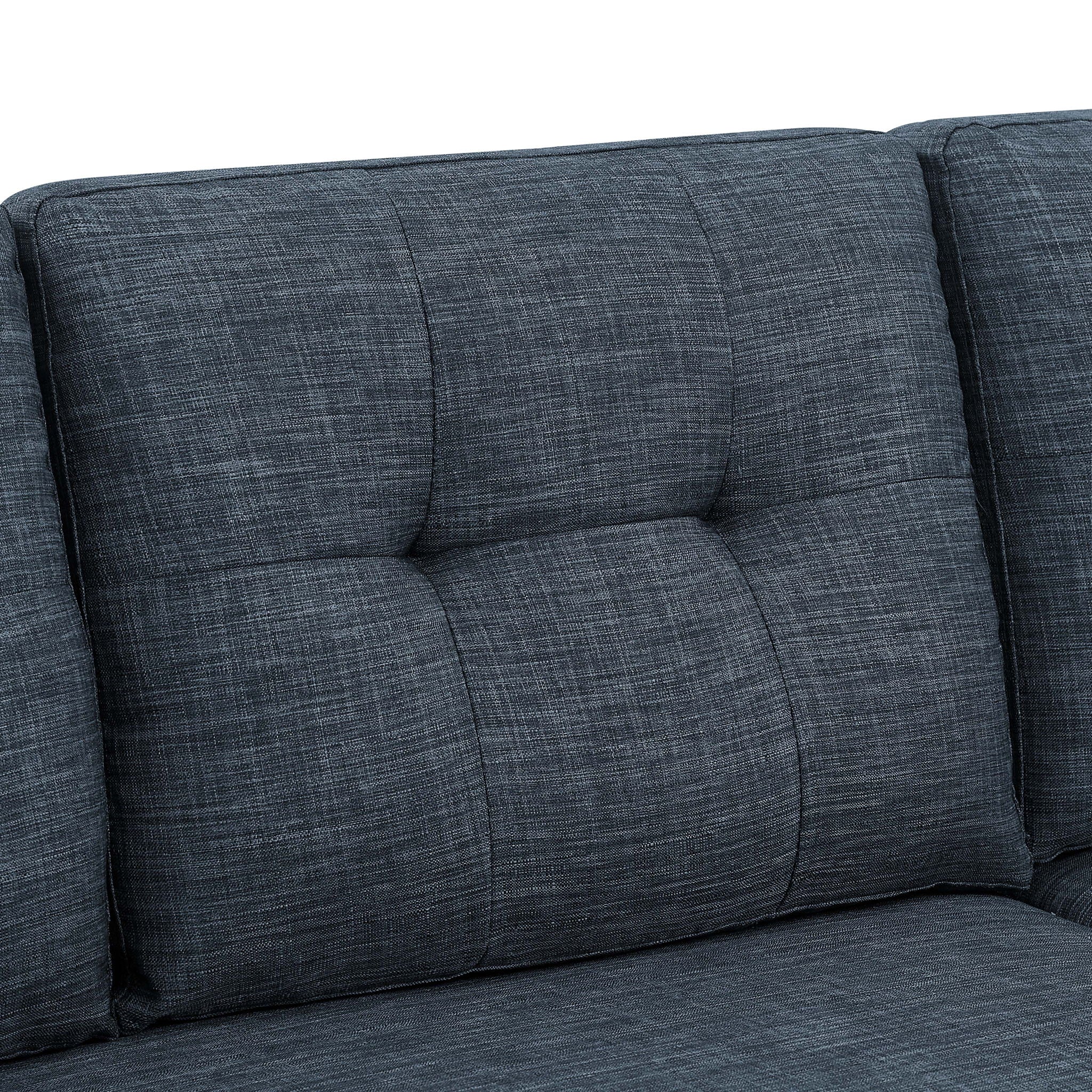 Blend Upholstered Sleeper Sofa With Reversible Chaise And Tufted Back - Dark Blue
