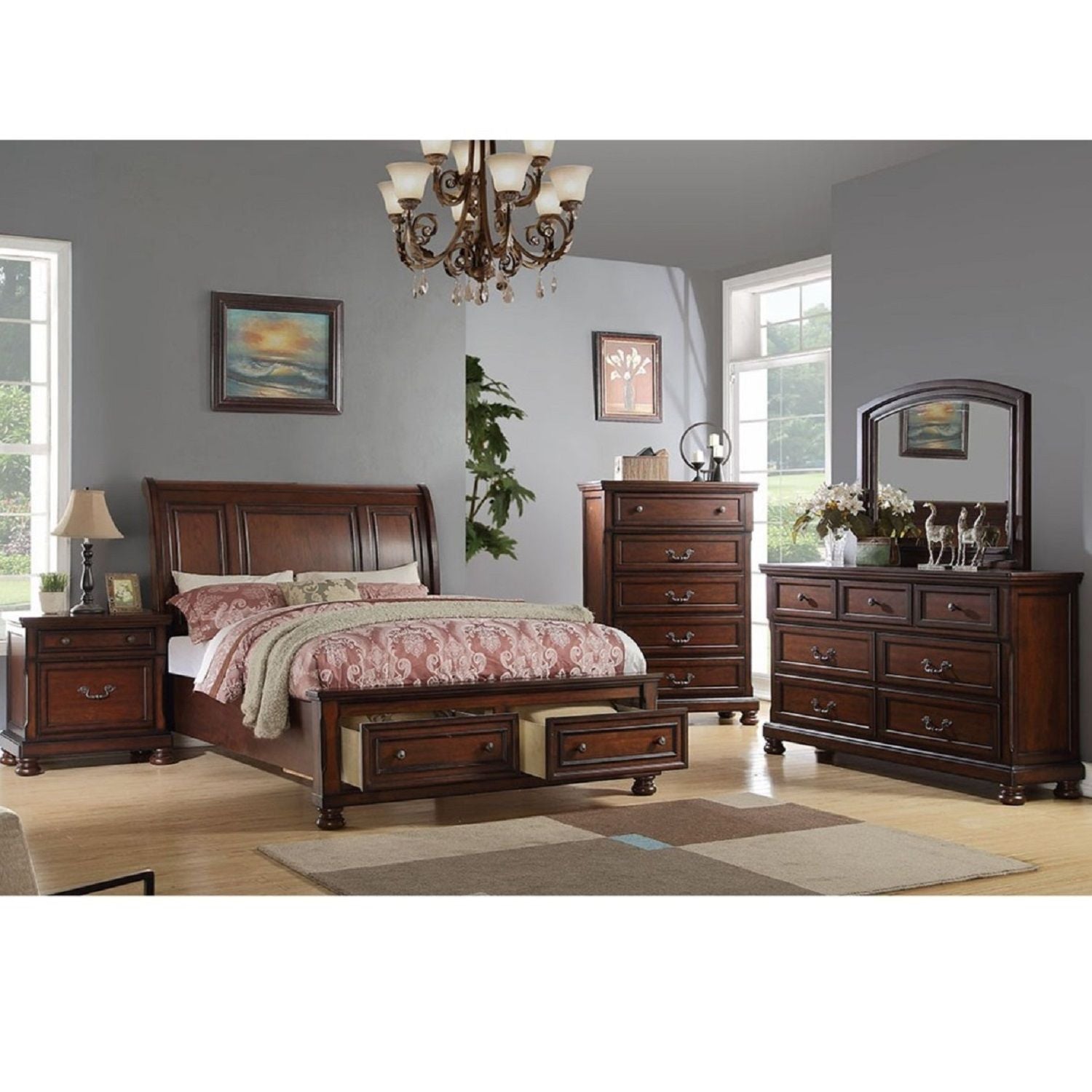 Bed With 2 Panel Headboard And Footboard