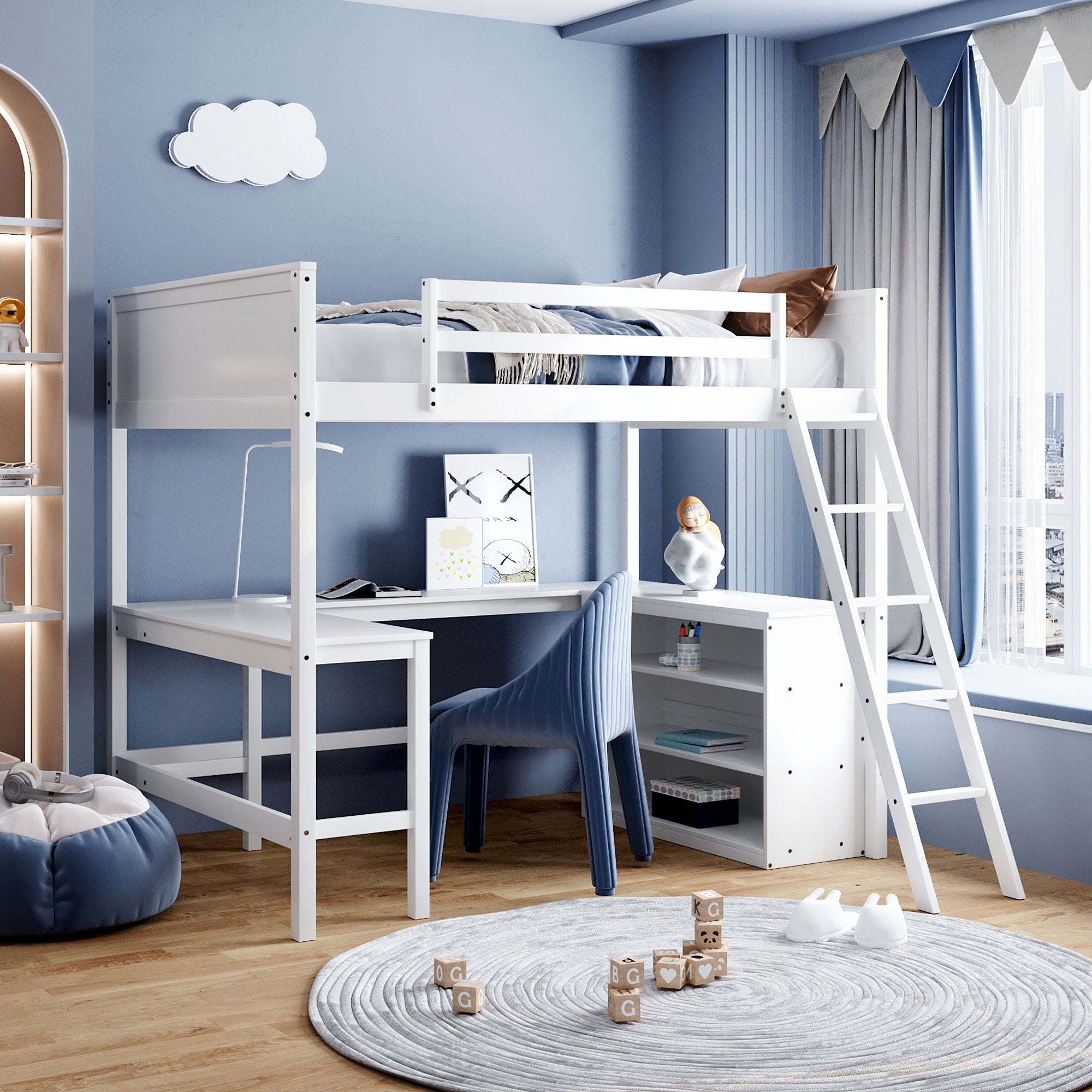 Loft Bed With Shelves With Desk