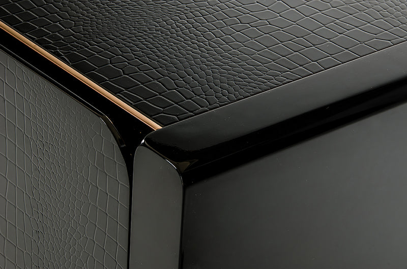 A&X Talin Modern Black Crocodile & Rosegold Buffet