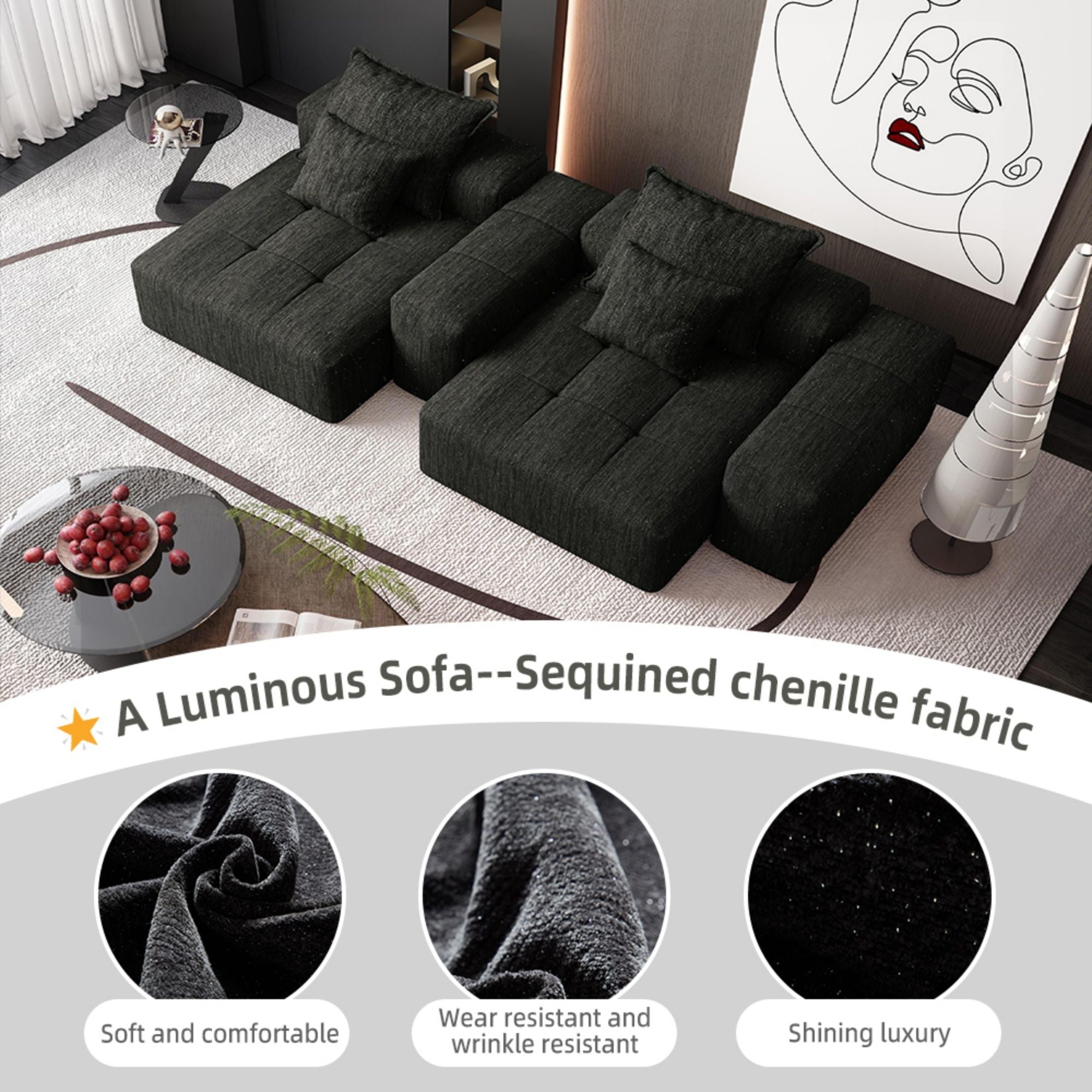 Modern Oversized Diy Combination Modular Sectional Sofa With Pillows