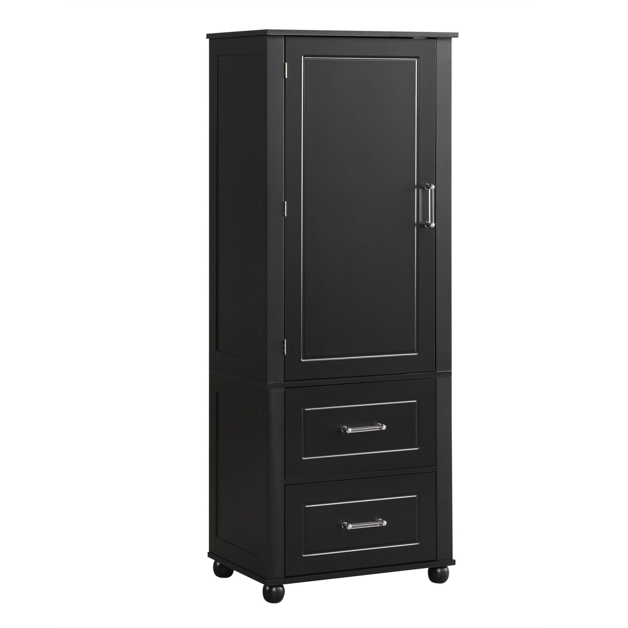 Tall Freestanding Bathroom Storage Cabinet With 2 Drawers And Adjustable Shelf