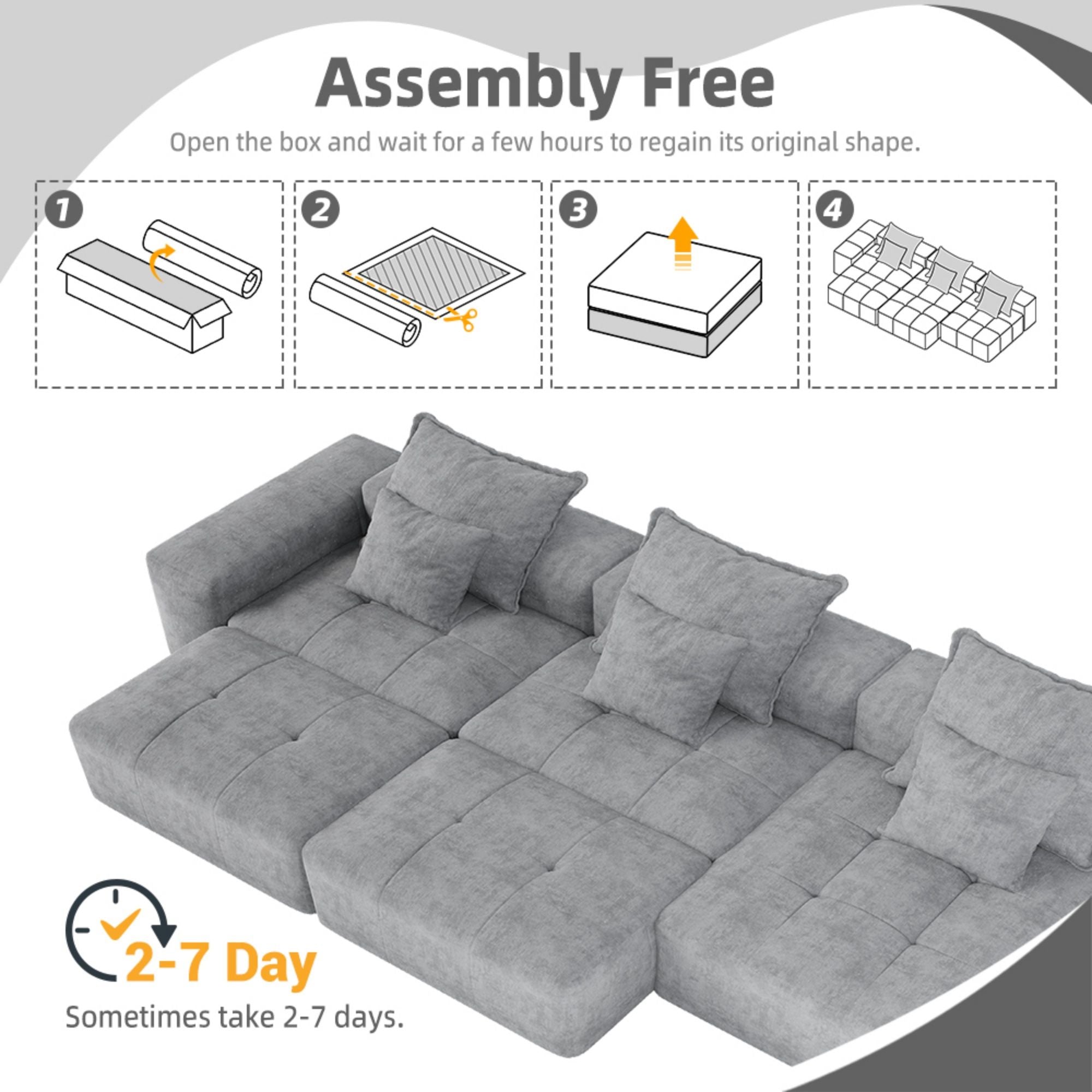 Modern Oversized, Modular Sectional Sofa With Pillows