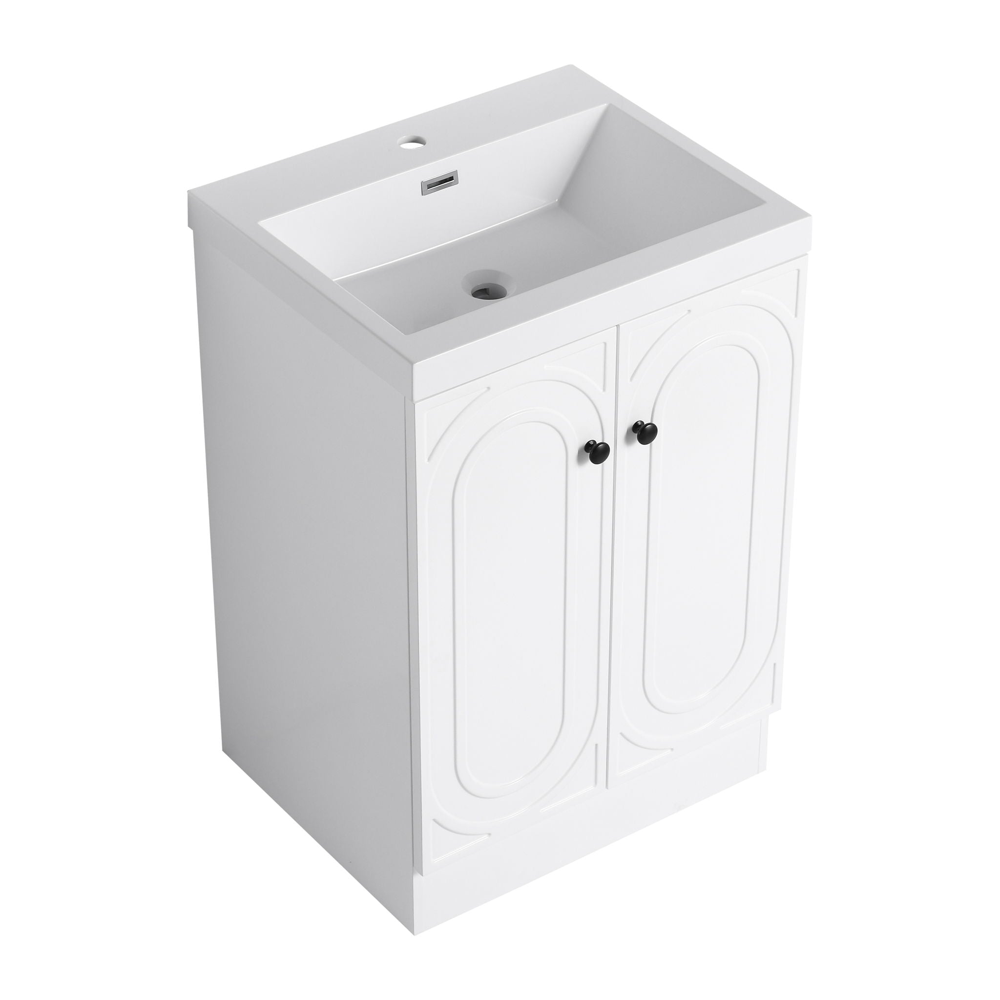 Contemporary Freestanding Bathroom Vanity With Resin Sink & Soft-Close Cabinet Doors