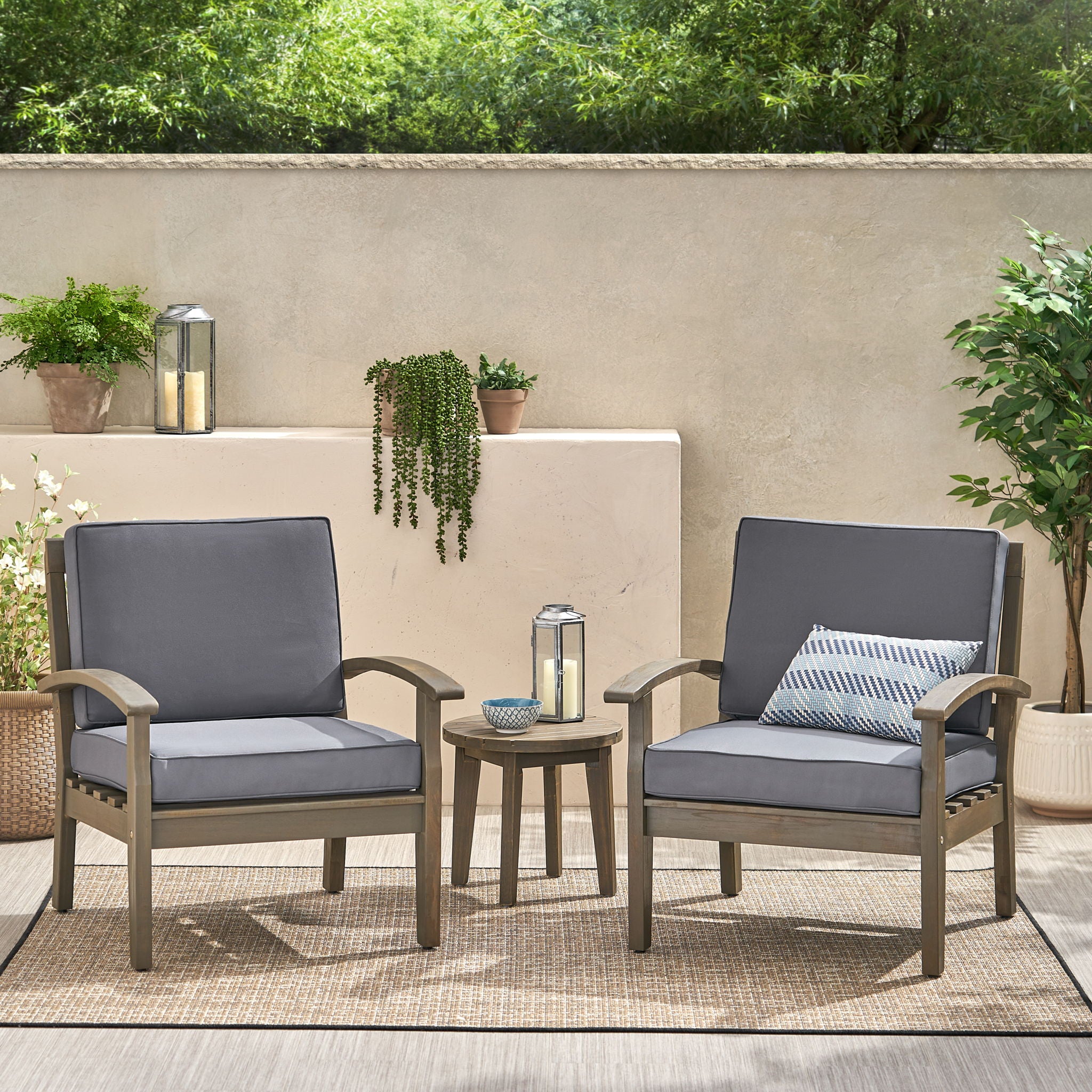 Peyton Club Chair Outdoor Seating Acacia Wood 32.25 X 28.00 X 31.25"