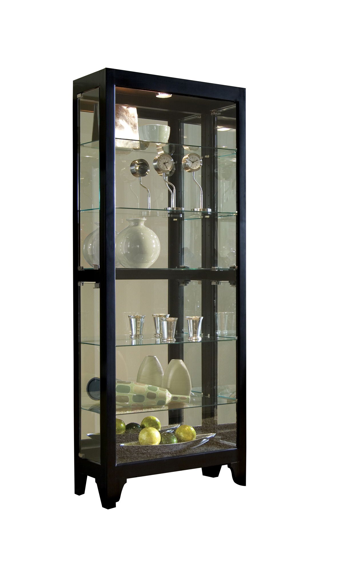 PFC Curios - Lighted Gallery Style 5 Shelf Curio Cabinet - Onyx Black