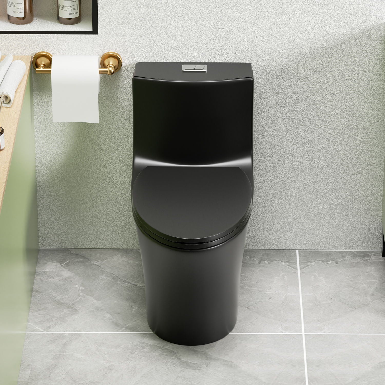 1 Piece Toilet With Dual Flush And Soft Closing Seat