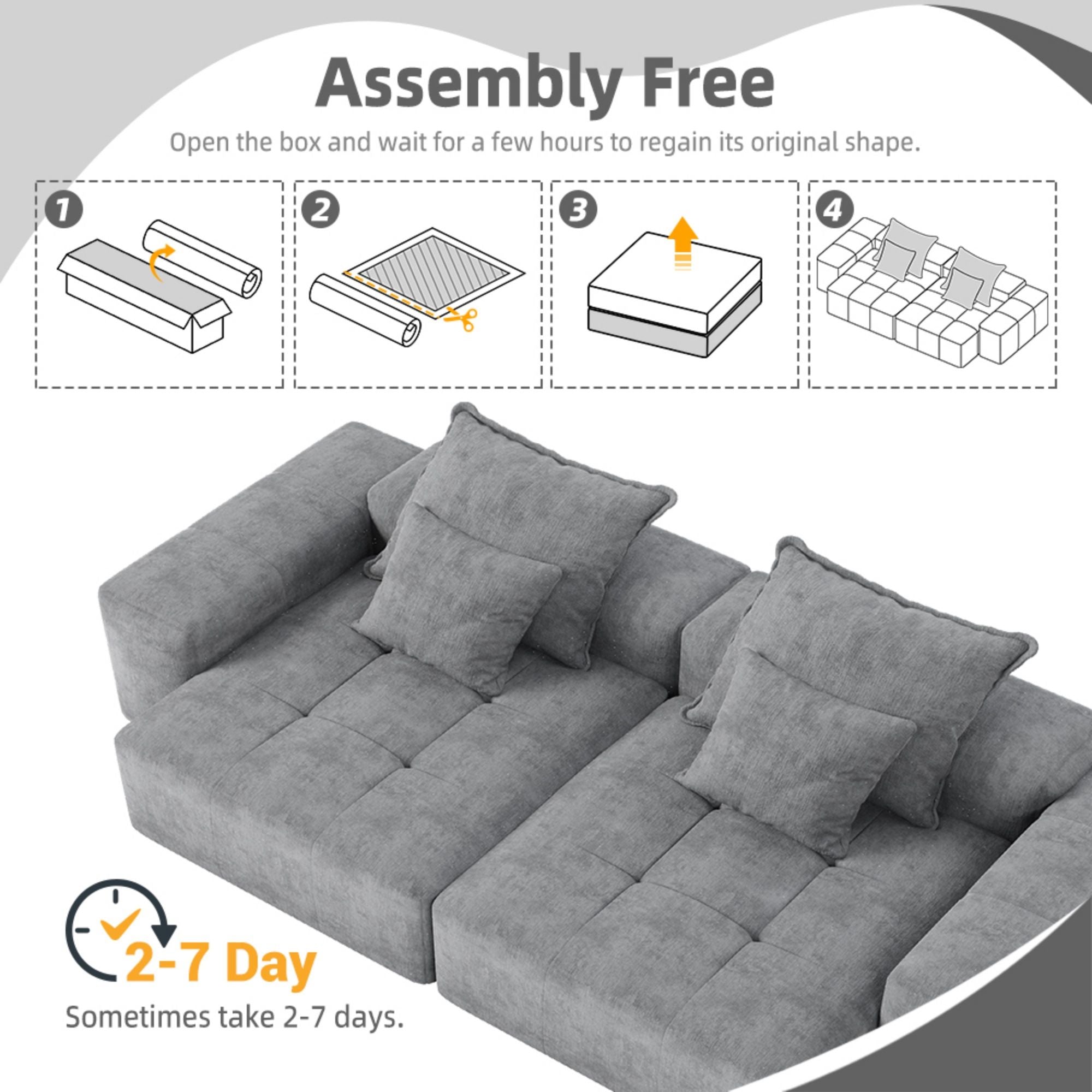 Modern Oversized Diy Combination Modular Sectional Sofa With Pillows
