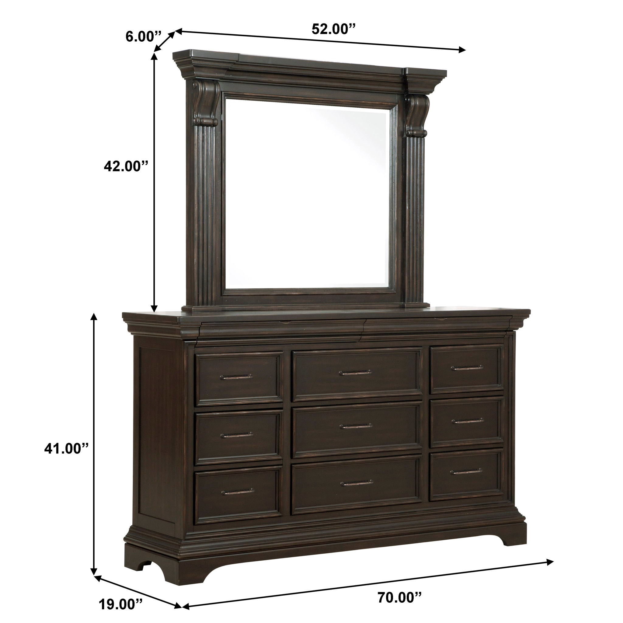 Caldwell - Dresser/Mirror - Brown