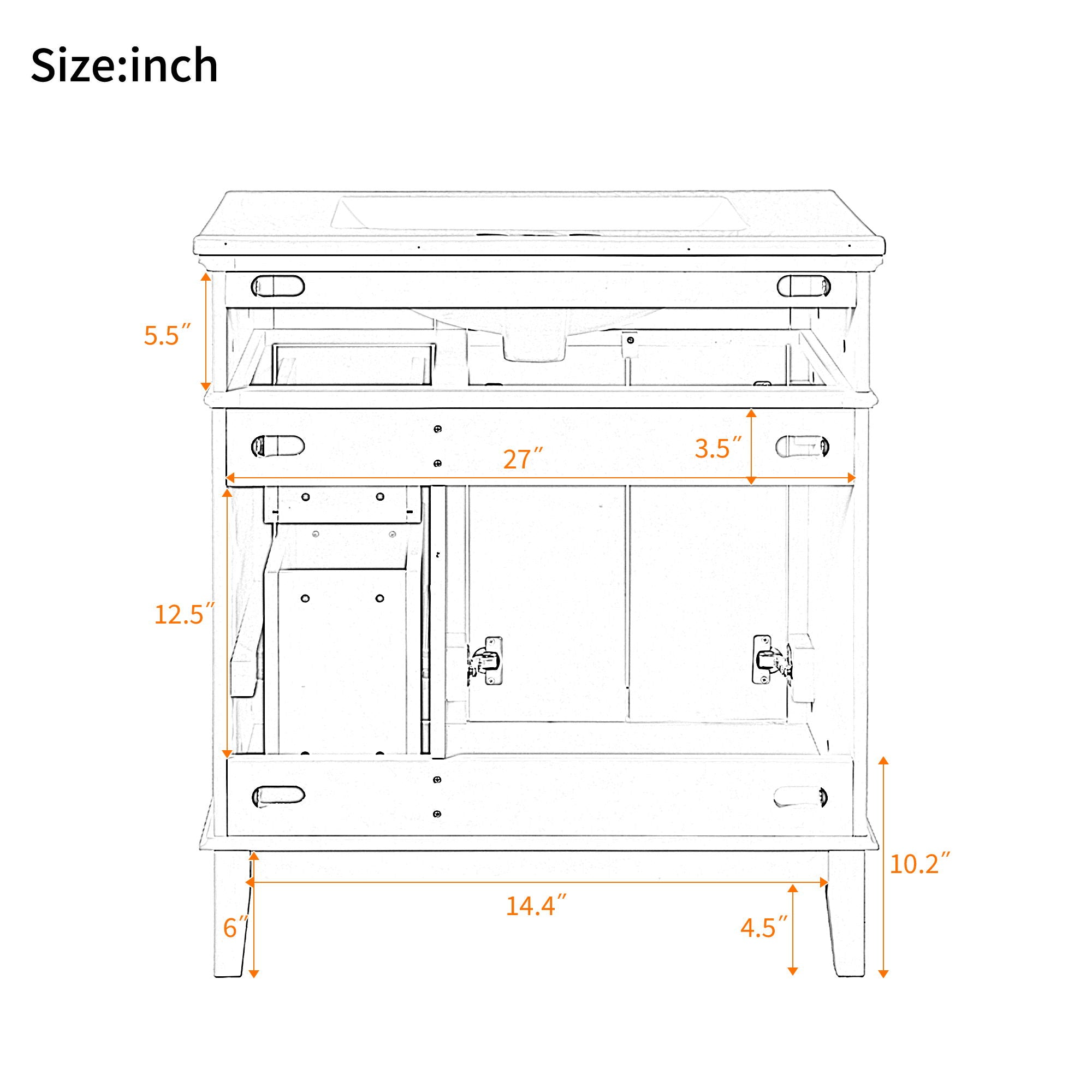 Modern Bathroom Vanity With Sink, Storage Cabinet, Soft Close Doors, Deep & Standard Drawers