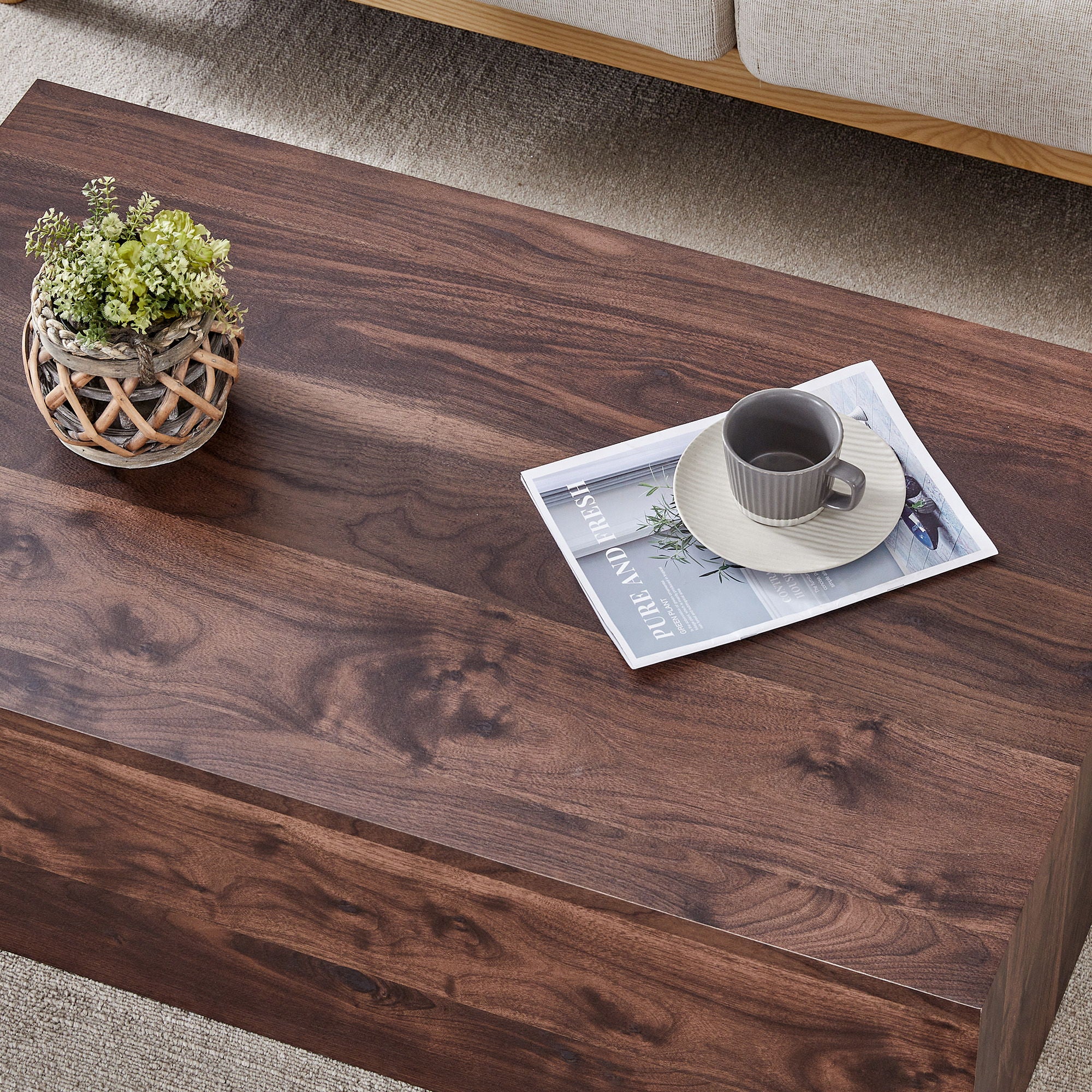 Modern Coffee Table With Light Wood Texture Pattern