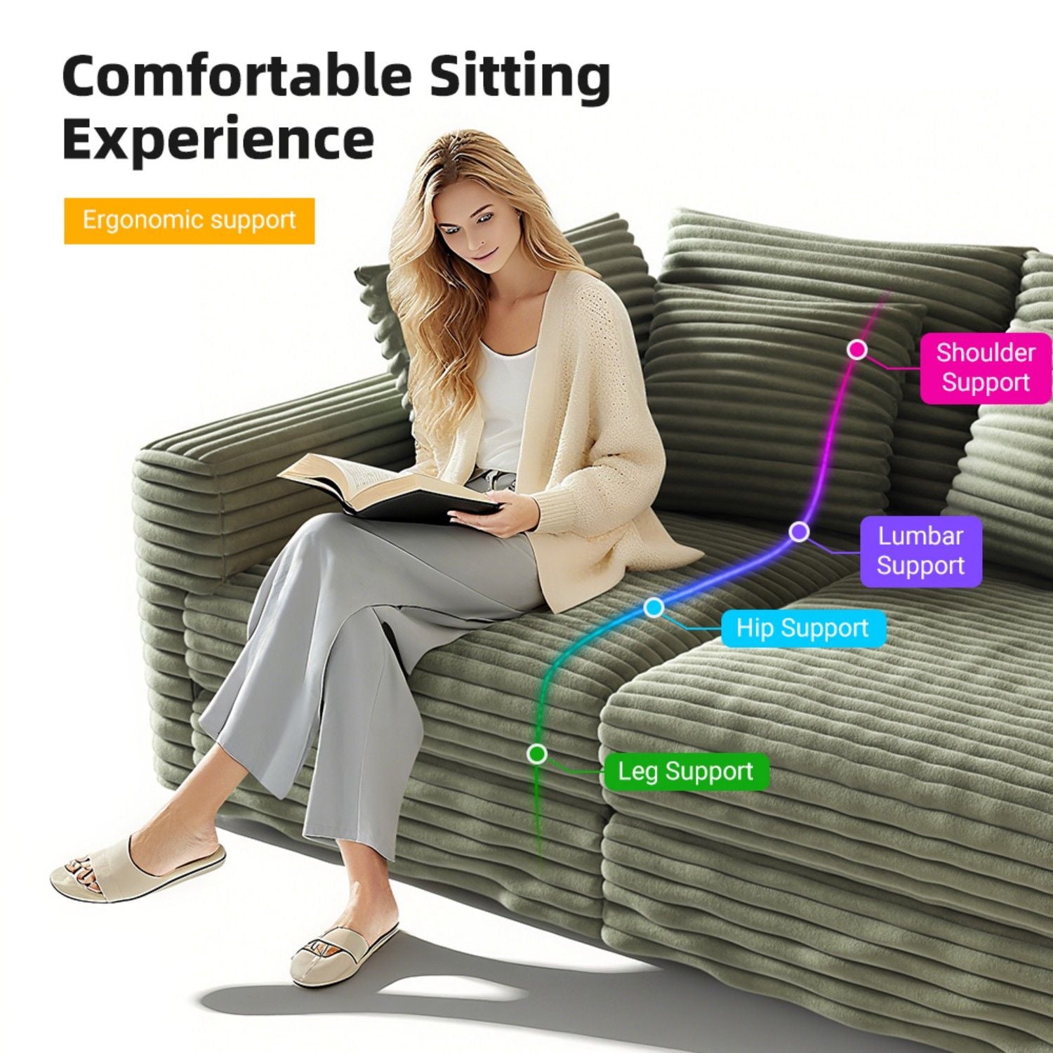 Modern Comfy Upholstered Sofa Cloud Couch & Deep Seat Couches