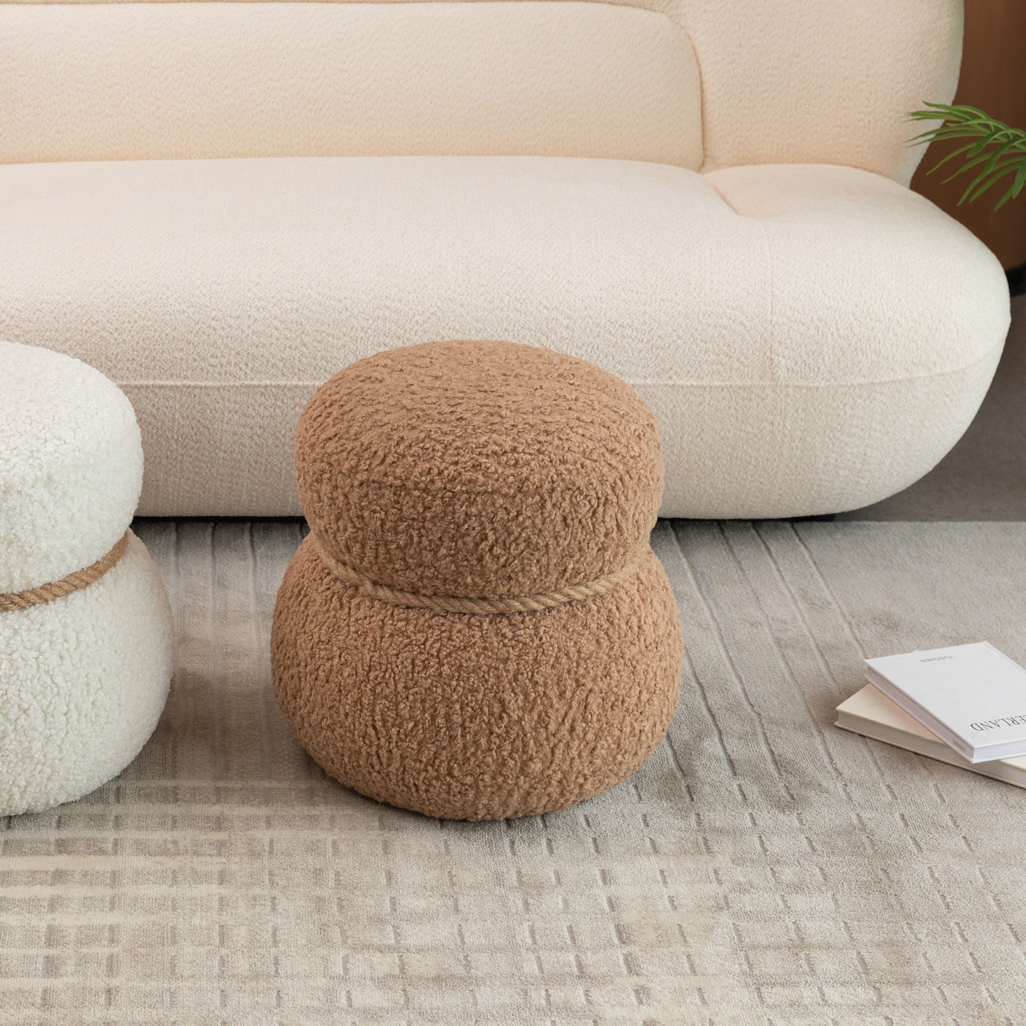 Snowman Stool With Cushion And Solid Wood Frame