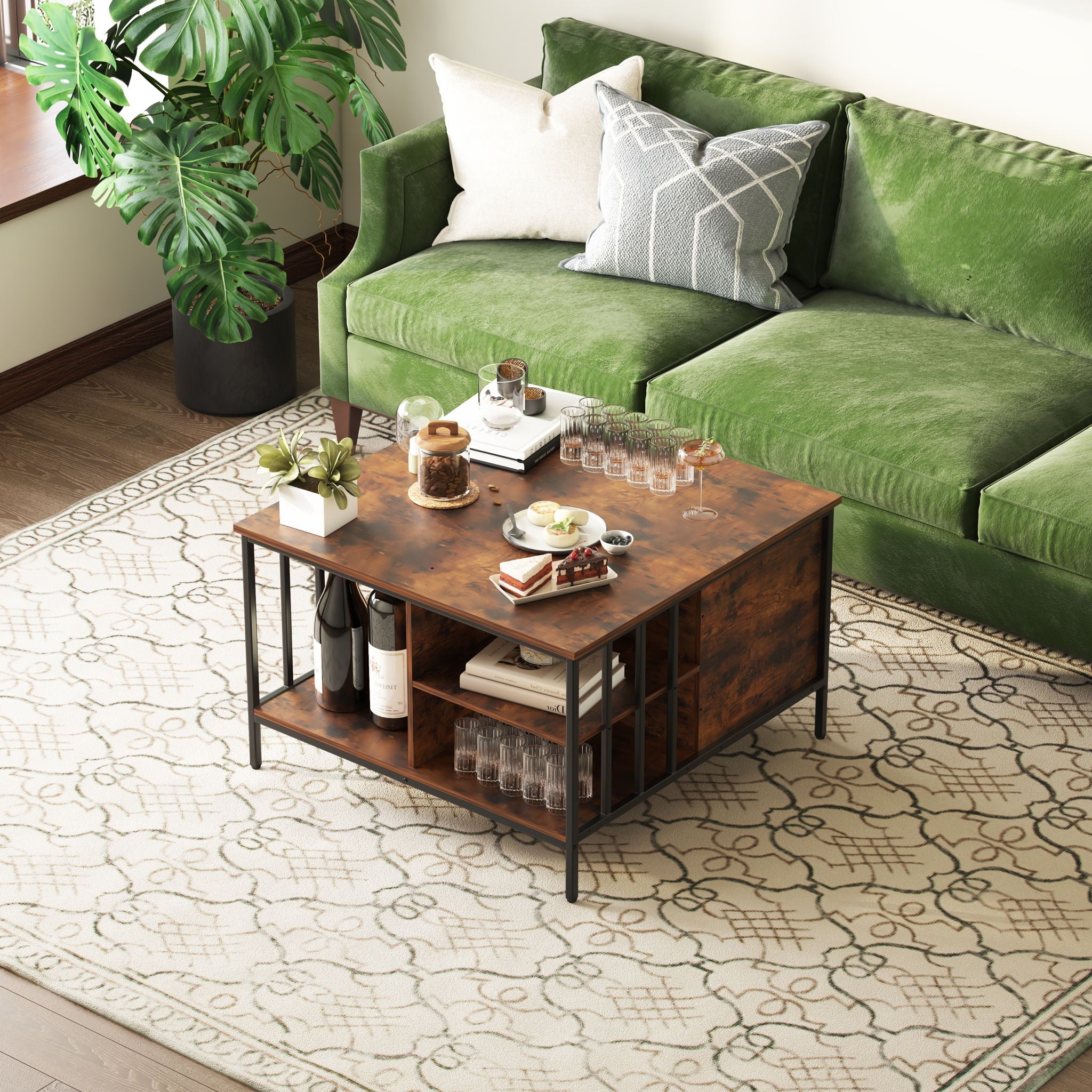 Lift Top Coffee Table With Storage Adjustable Height - Black