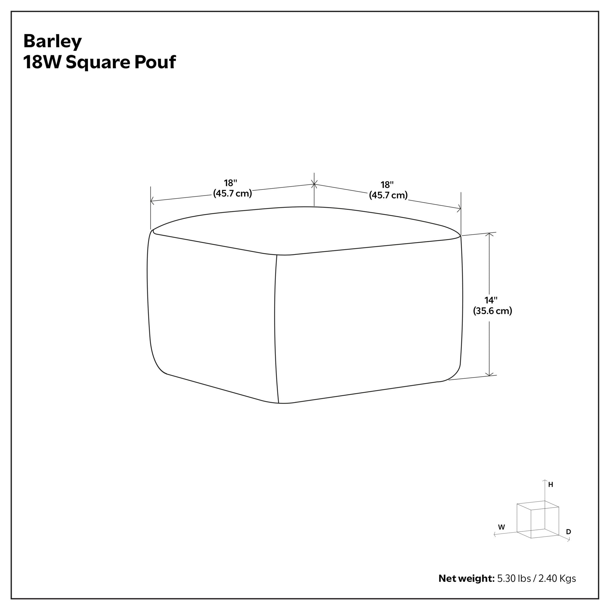 Barley - Square Pouf - White / Beige / Black