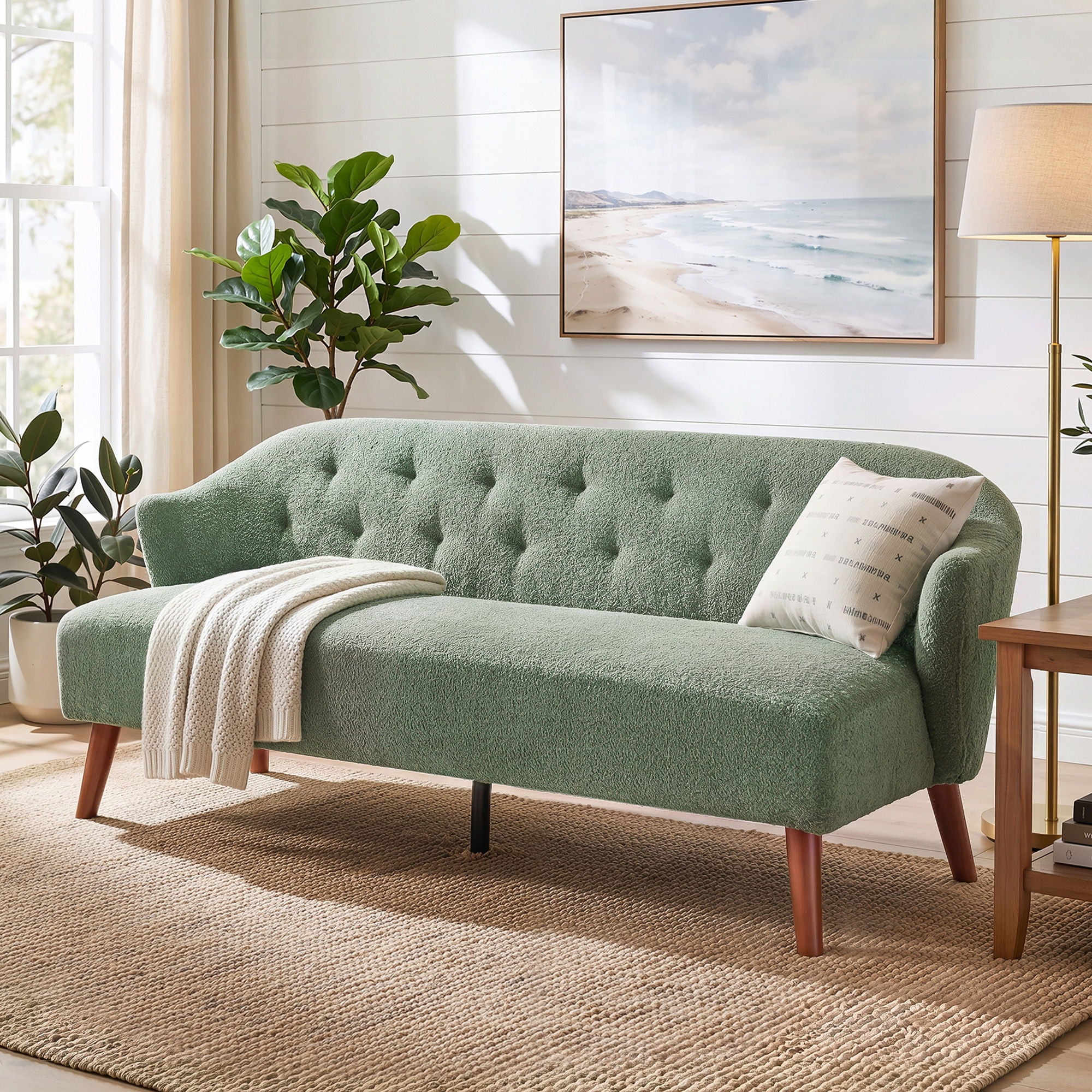 3 Seater Tufted Upholstered Couch Comfy Living Room Sofa