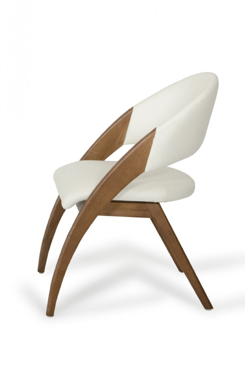Modrest Lucas Mid-Century Cream & Walnut Dining Chair