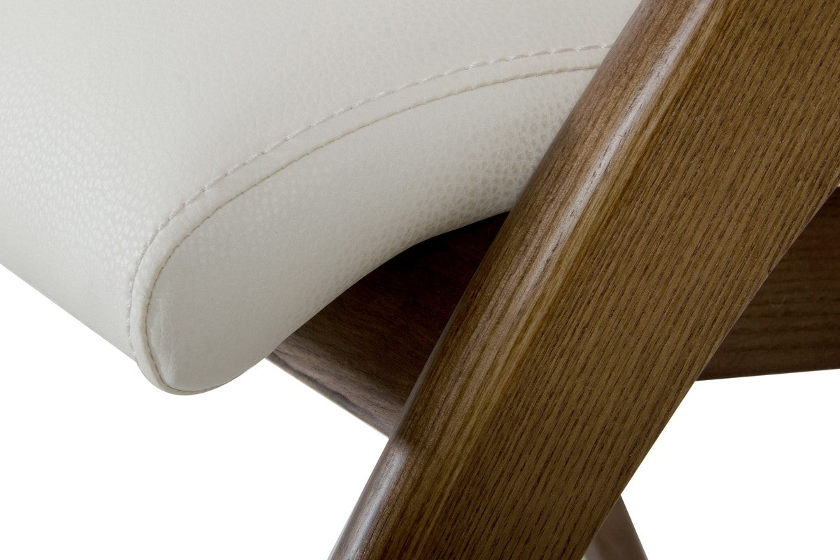 Modrest Lucas Mid-Century Cream & Walnut Dining Chair