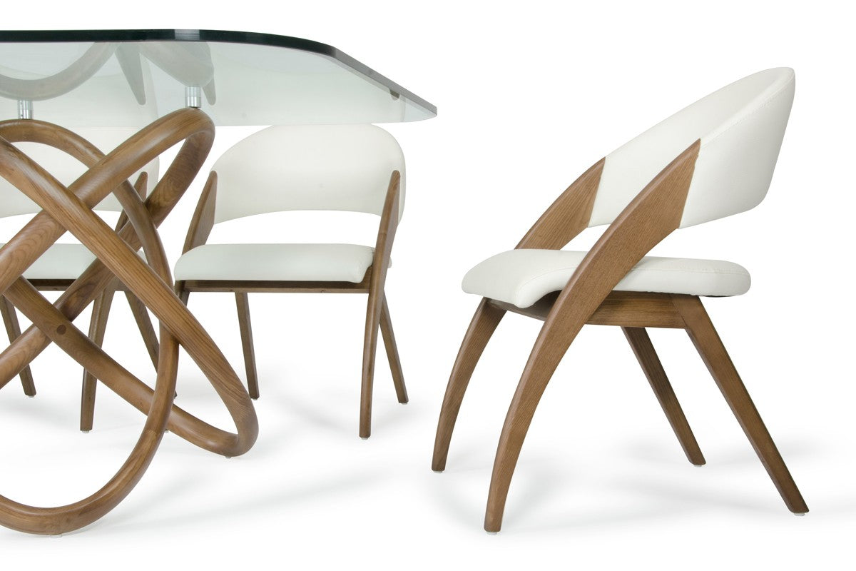 Modrest Lucas Mid-Century Cream & Walnut Dining Chair