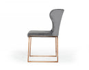 Modrest Chadwick Modern Grey Velvet & Rosegold Dining Chair