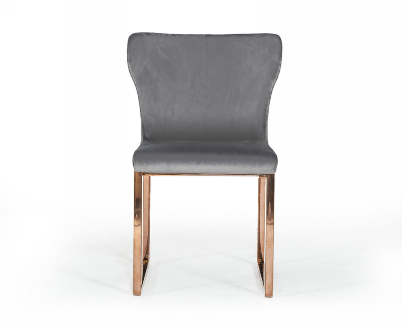 Modrest Chadwick Modern Grey Velvet & Rosegold Dining Chair