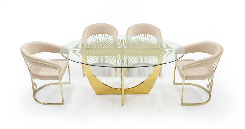 Modrest Chambers - Glass & Gold Dining Table