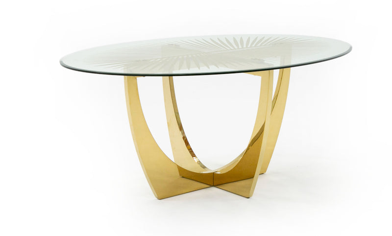 Modrest Chambers - Glass & Gold Dining Table