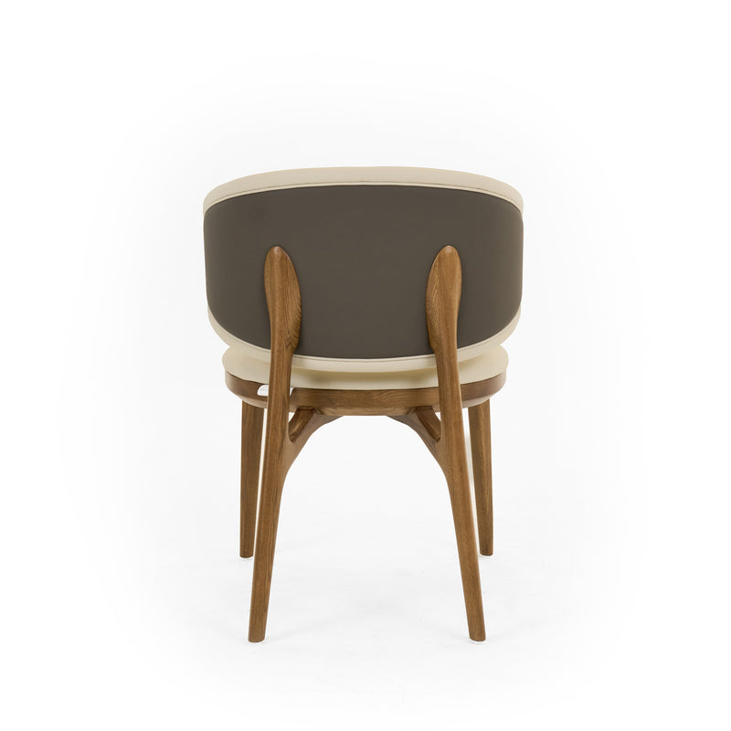 Modrest Chance - Contemporary Cream and Brown Leatherette Walnut Dining Chair