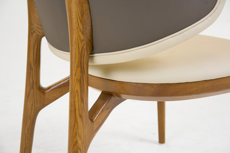 Modrest Chance - Contemporary Cream and Brown Leatherette Walnut Dining Chair