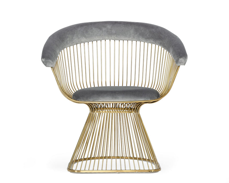 Modrest Chandler - Modern Grey Velvet & Gold Dining Chair