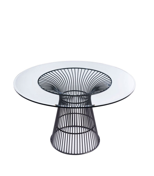 Modrest Chandler - Modern Round Glass & Black Stainless Steel Dining Table
