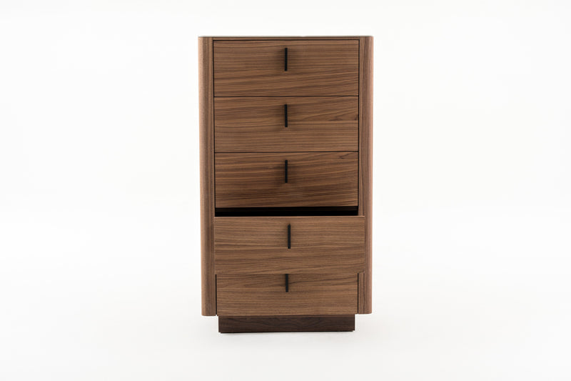 Modrest Chelton- Contemporary Walnut and White Ceramic Chest