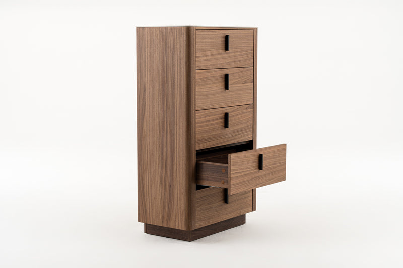 Modrest Chelton- Contemporary Walnut and White Ceramic Chest