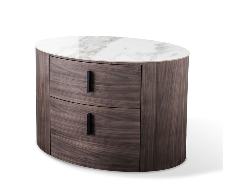 Modrest Fleury - Contemporary Cream Fabric and Walnut  Bedroom Set