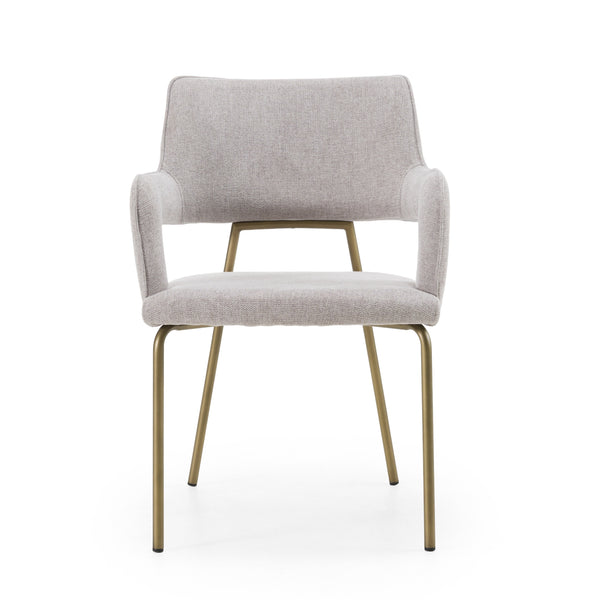 Modrest Childers - Modern Grey Fabric + Antique Brass Dining Chair