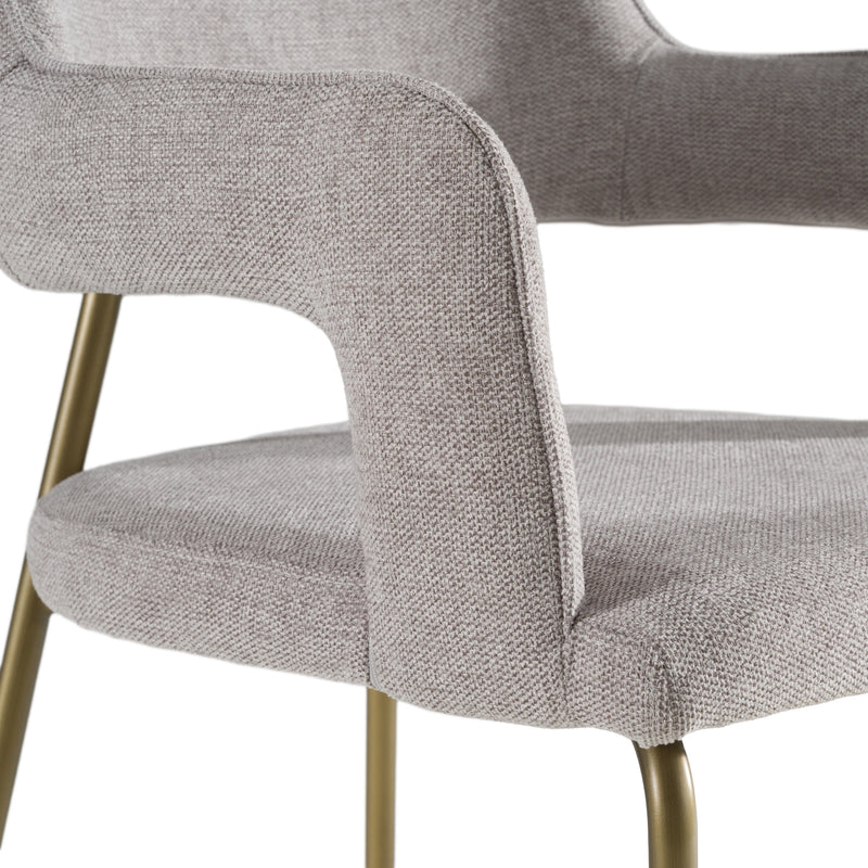 Modrest Childers - Modern Grey Fabric + Antique Brass Dining Chair
