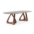 Modrest Christy - Mid-Century Modern Grey Glass + Walnut Oval Dining Table