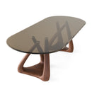 Modrest Christy - Mid-Century Modern Grey Glass + Walnut Oval Dining Table