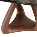 Modrest Christy - Mid-Century Modern Grey Glass + Walnut Oval Dining Table