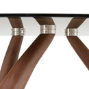 Modrest Christy - Mid-Century Modern Grey Glass + Walnut Round Coffee Table