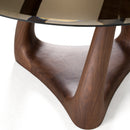 Modrest Christy - Mid-Century Modern Grey Glass + Walnut Round Dining Table