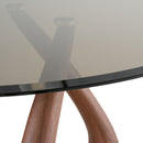 Modrest Christy - Mid-Century Modern Grey Glass + Walnut Round Dining Table