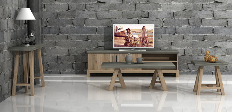 Modrest Civic Modern Concrete & Acacia End Table