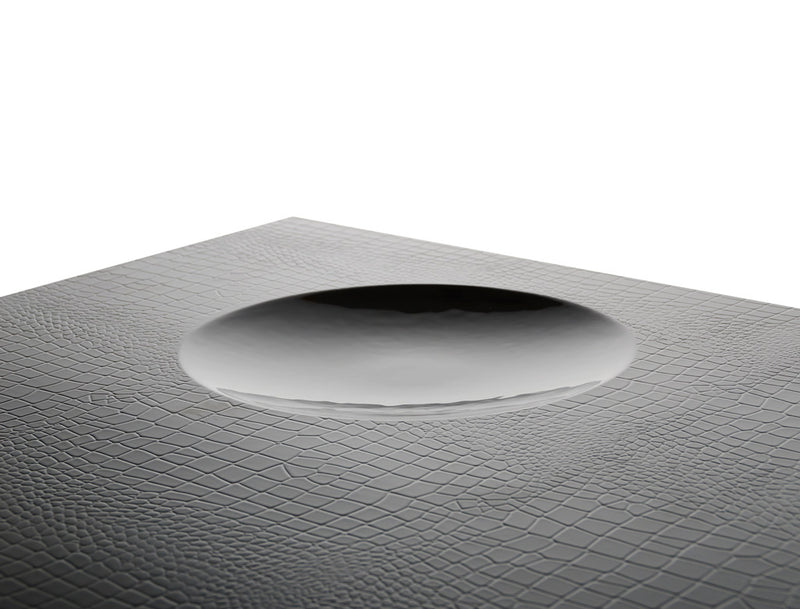 A&X Grand Modern Black Crocodile Lacquer Coffee Table with 2 Drawers