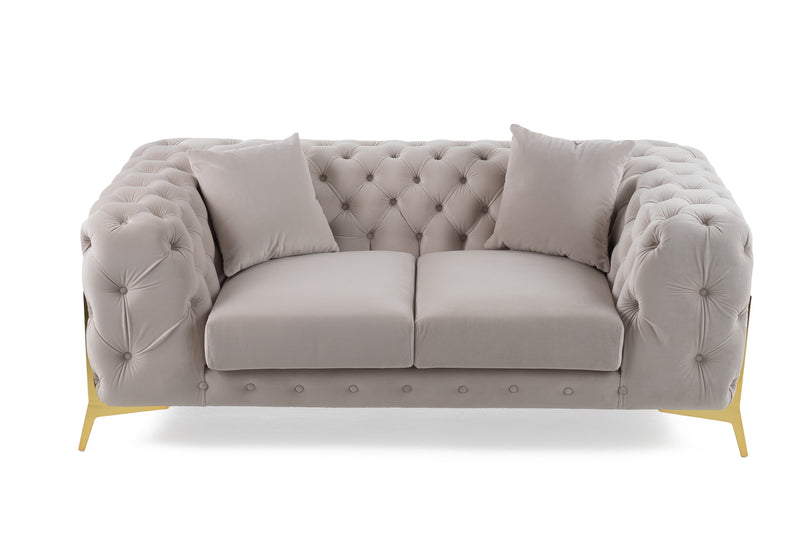 Divani Casa Clarice - Transitional Light Beige Velvet Loveseat
