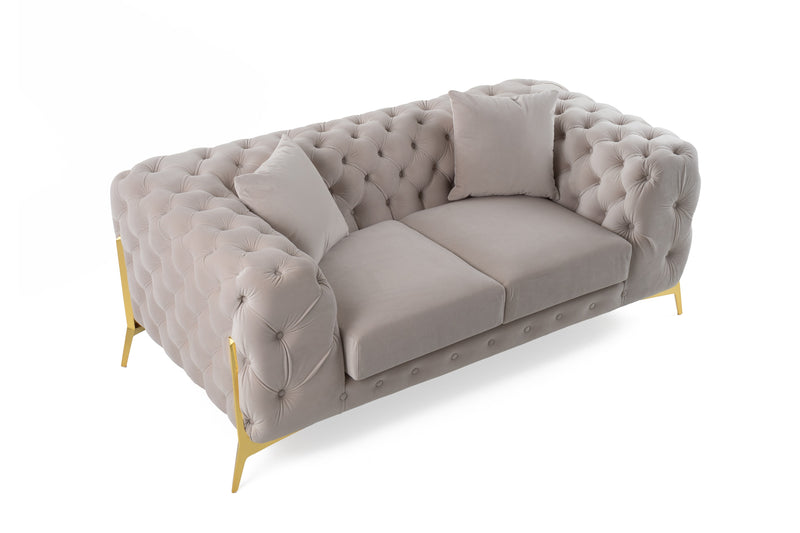 Divani Casa Clarice - Transitional Light Beige Velvet Loveseat
