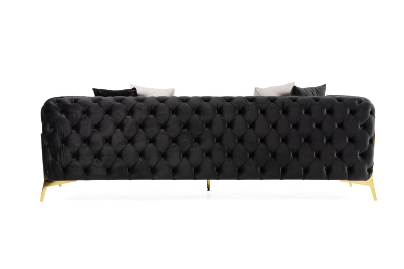 Divani Casa Clarice - Transitional Black Velvet Sofa