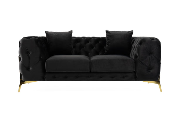 Divani Casa Clarice - Transitional Black Velvet Loveseat
